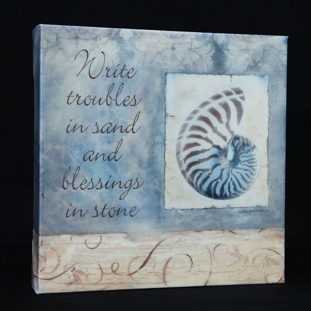 Carol Robinson Beach Wall Art "Troubles & Blessings" Blue Brown Beige Seashell